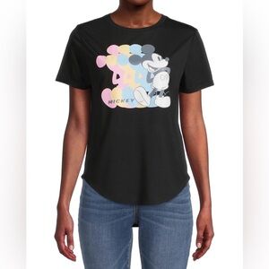 Disney Black Tee with Colorful Mickey Repeat Design